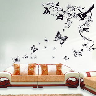 Интерьерные наклейки на стены  "Бабочки и цветы"