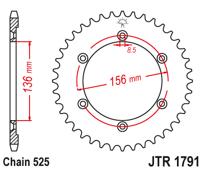 Звездочка ведомая JTR1791.41 зубьев