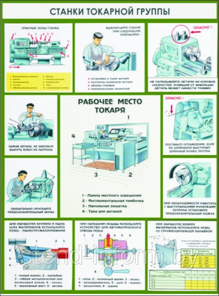 ПЛАКАТ ПО Охране труда "Станки токарной группы" №18 г р-р 40*57 см на ПВХ