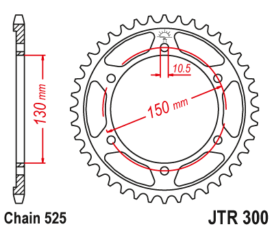 Звездочка ведомая JTR300.39 зубьев