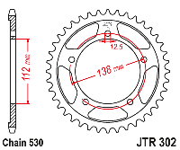Звездочка ведомая JTR302.39 зубьев
