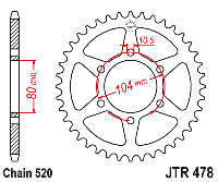 Звездочка ведомая JTR478.38 зубьев