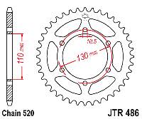 Звездочка ведомая JTR486.38 зубьев