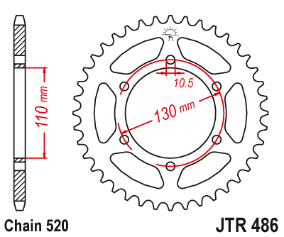 Звездочка ведомая JTR486.38 зубьев
