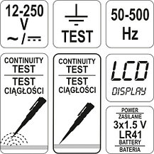 Пробник-отвертка индикаторная 12V/36V/55V/110V/220V"Yato" YT-28630, фото 3