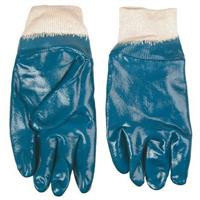 Перчатки рабочие х/б, нитриловое покрытие, эластичная манжета, синие TOPEX (пара)