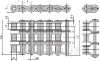 Цепь приводная роликовая ISO 606 трехрядная (серии B) 05В-3