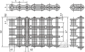 Цепь приводная роликовая ISO 606 трехрядная (серии B) 05В-3