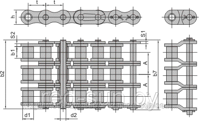 Цепь приводная роликовая ISO 606 трехрядная (серии B) 05В-3 - фото 1 - id-p3834281