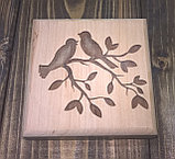 Шкатулка для колец "Два сердца" с гравировкой "Птички", фото 2