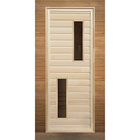 Дверь деревянная для бани 1900х700мм с 2-мя стеклами (кор. хвоя)