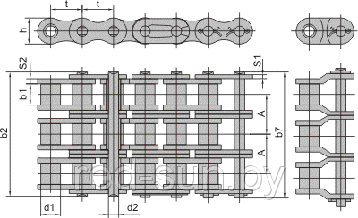 Цепь приводная роликовая трехрядная (ANSI B29.1M) 60-3