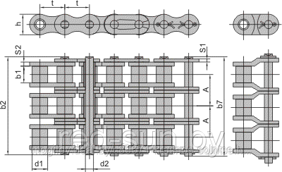 Цепь приводная роликовая трехрядная (ANSI B29.1M) - аналог ISO 08В-3