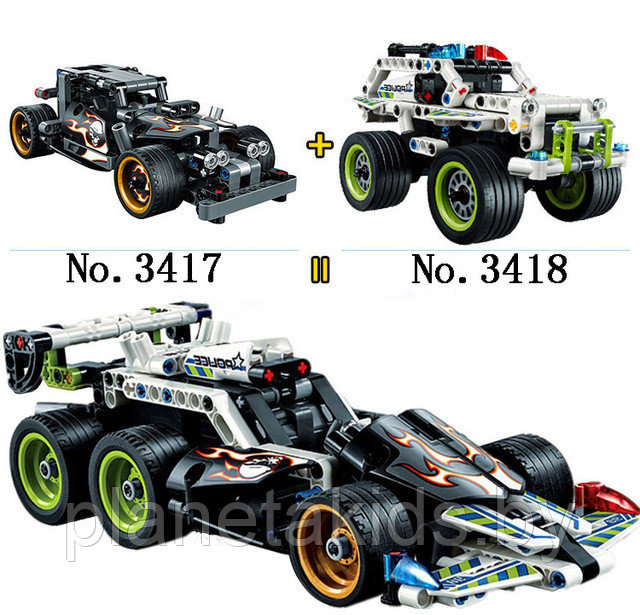Конструктор Decool 3417 Гоночный автомобиль для побега 170 дет. аналог Лего Техник (LEGO Technic 42046) - фото 2 - id-p80074683