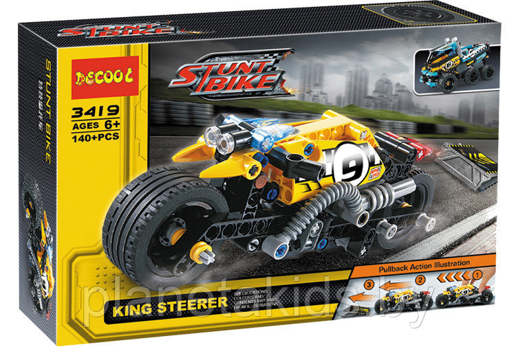 Конструктор Decool 3419 (аналог Lego Technic 42058) "Мотоцикл для трюков" 140 дет - фото 1 - id-p80077706