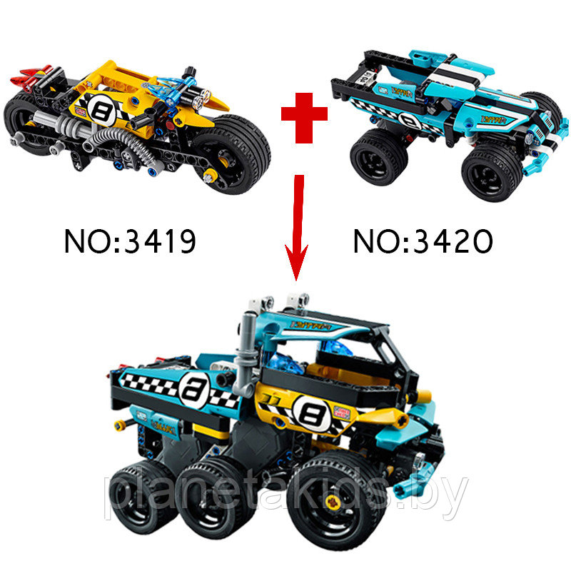 Конструктор Decool 3419 (аналог Lego Technic 42058) "Мотоцикл для трюков" 140 дет - фото 3 - id-p80077706