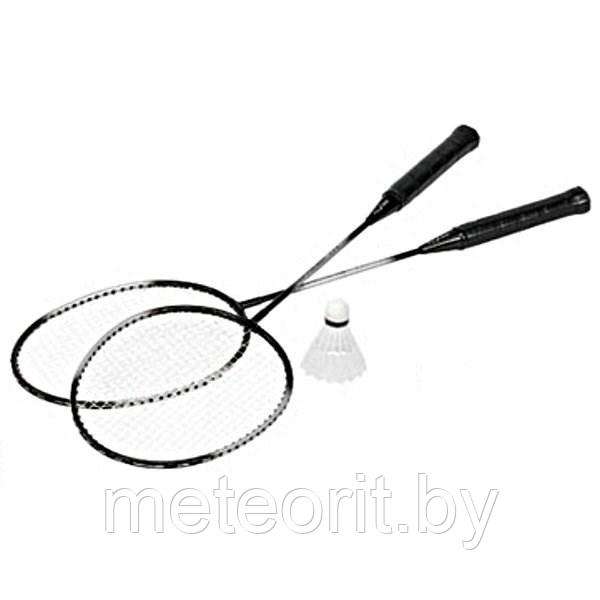 Набор для бадминтона 2 ракетки металл, длинная ручка, 1 волан,в сетке - фото 2 - id-p80134629