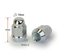 Гайка M12X1,50 хром, высота 35 мм, конус с выступ. закр. кл. 19 мм (401445 Cr)