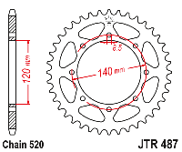 Звездочка ведомая JTR487.38 зубьев