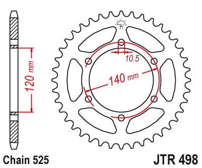 Звездочка ведомая JTR498.38 зубьев