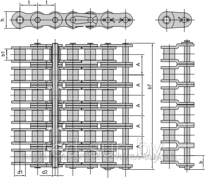 Цепь приводная роликовая шестирядная ANSI B29.1M 80-6 - фото 3 - id-p3843548