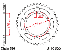Звездочка ведомая JTR855.45 зубьев
