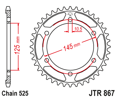 Звездочка ведомая JTR867.42 зубьев