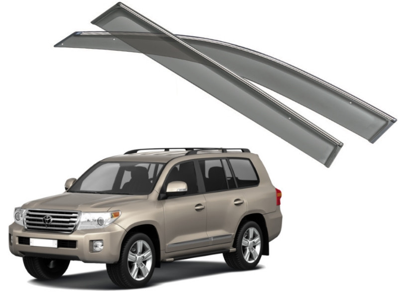 Дефлекторы боковых окон с хромированным молдингом, OEM Style TOYOTA Land Cruiser J200 "07-/"12-/"15-