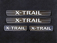 Накладки на пороги (лист зеркальный надпись X-TRAIL) NISSAN X-Trail "14-