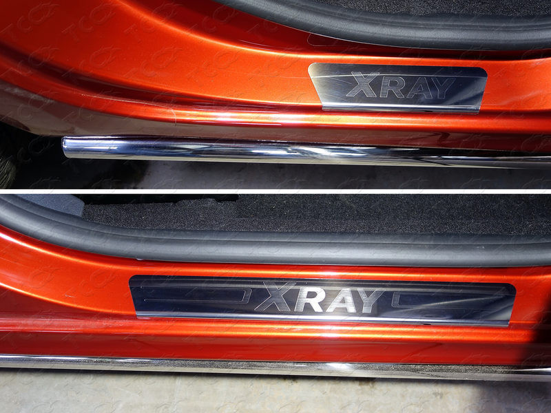  Накладки на пороги (лист зеркальный надпись XRAY) LADA X-Ray "16-