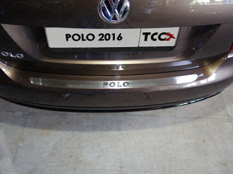  Накладка на задний бампер (лист шлифованный надпись Polo) VW Polo "15-