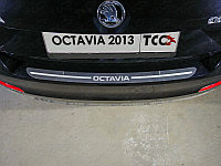 Накладка на задний бампер (лист шлифованный надпись Octavia) SKODA Octavia "13-