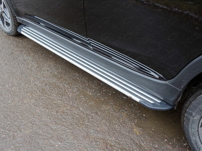  Пороги алюминиевые ''Slim Line Silver'' 1820 мм (для авто 2017 г.в.) SUBARU XV "12-