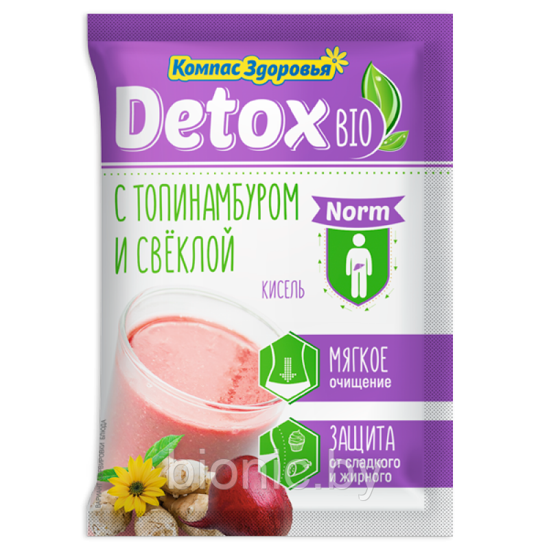 Кисель Detox bio Norm с топинамбуром и свеклой "Компас Здоровья", 25г 1/10 - фото 1 - id-p79444937