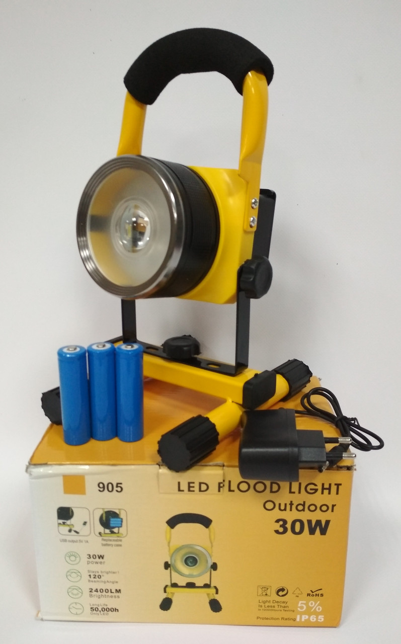 Led Flood Light 905 Ручной прожектор переносной светодиодный аккумуляторный 30W - фото 1 - id-p80385791