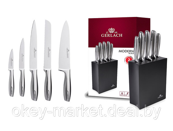 Набор ножей 5 шт. с деревянным блоком GERLACH MODERN 993: продажа, цена в  Бресте. Кухонные ножи и подставки от "Интернет-магазин «O'кей маркет»" -  59448573