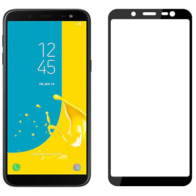 Противоударное защитное стекло на весь экран Full Screen Cover черное для Samsung Galaxy J6 - фото 1 - id-p80519243