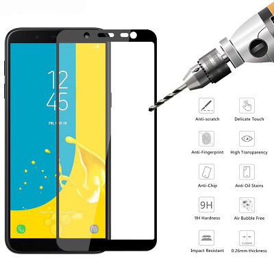 Противоударное защитное стекло на весь экран Full Screen Cover черное для Samsung Galaxy J6 - фото 4 - id-p80519243