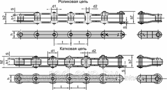 Цепь приводная роликовая длиннозвенная ISO 1275 с обычным контуром пластин С208А - фото 3 - id-p3861973