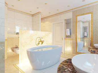 Дизайн интерьера ванной комнаты в классическом стиле