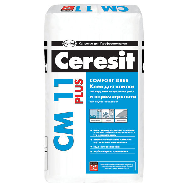 Клей для плитки усиленной фиксации Ceresit CМ 11+ , 25 кг