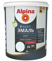 Эмаль акриловая Alpina Аква эмаль белая шелковисто-матовая 0.9 л./1.1 кг.