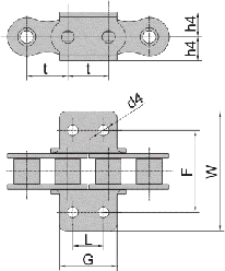 Цепи приводные специальные наклонные 40SBV1