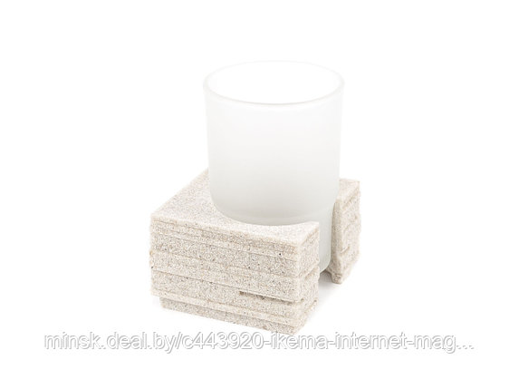 "СТАКАН ТУАЛЕТНЫЙ стеклянный в подставке из полирезина “Brick” 8,3*8,3*9,5 см (арт. 22150111, код 224855)", фото 2