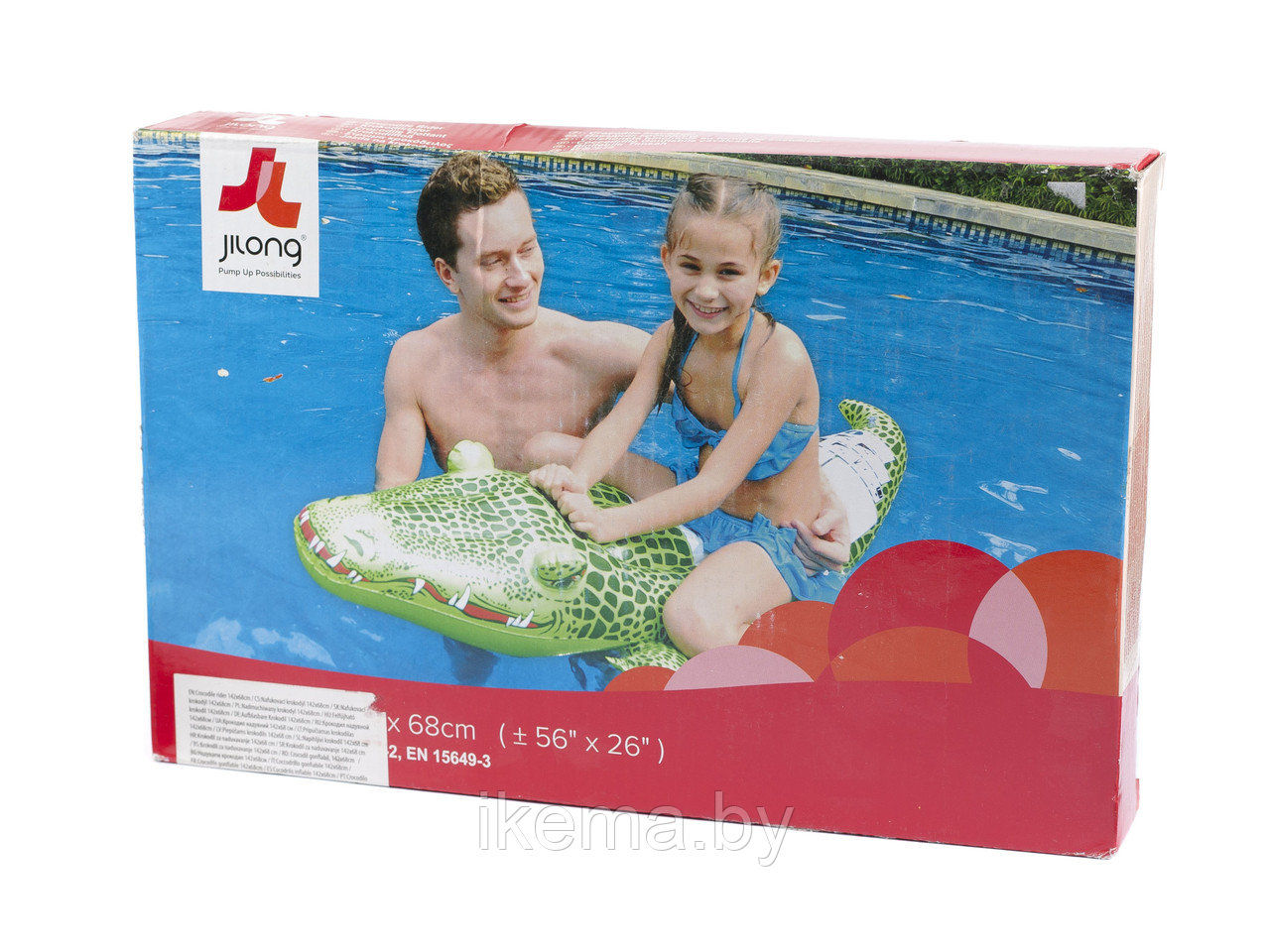 КРУГ (приспособление) НАДУВНОЙ пластмассовый детский с держателями “Крокодил” 142*68 см.