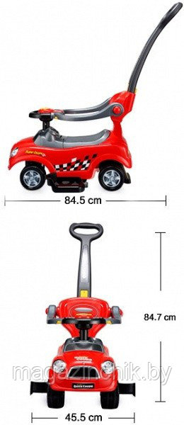 Автомобиль-каталка с ручкой для прогулок "Easy Whell Quick Coupe", красный - фото 2 - id-p80737489