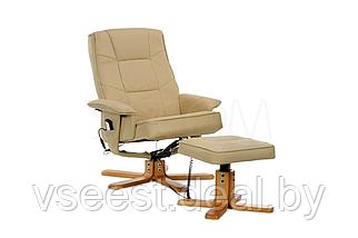 Массажное кресло с пуфом Calviano TV Relax (бежевое) (sh), фото 2
