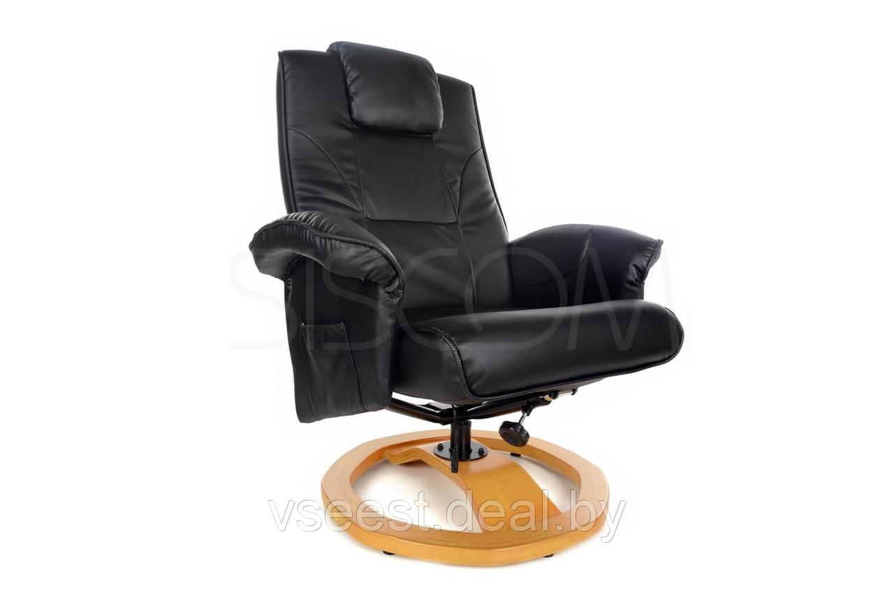 Массажное кресло с пуфом Calviano TV Комфорт (черное) (sh) - фото 3 - id-p80737598