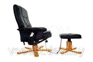 Массажное кресло с пуфом Calviano TV Relax (чёрное) (sh), фото 2