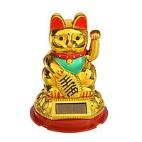 Сувенир на солнечной батарее «Кот счастья» золотой 9 см.